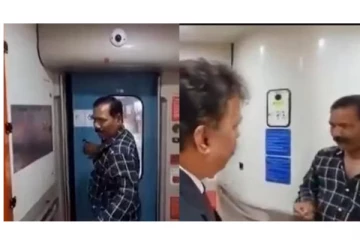 பாரத் ரயிலில் செல்ஃபி எடுக்க ஆசைப்பட்டு ரூ. 6,000 அபராதம் கட்டிய நபர் - வைரலாகும் வீடியோ...!
