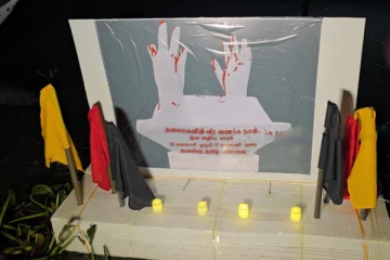 தலைமகனின் வீர வணக்க நாள் ; கரையொதுங்கிய முள்ளிவாய்கால் தூபி ; பொலிஸார் திகைப்பு