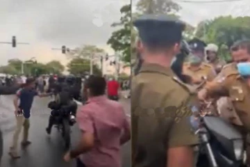 திடீரென நுழைந்த இராணுவ மோட்டார் சைக்கிள் குழுவினரை துரத்திய மக்கள்!