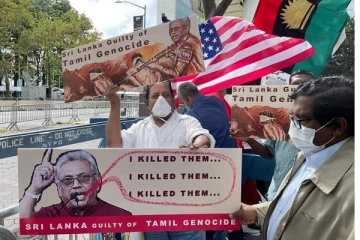 அமெரிக்காவில் ஜனாதிபதி கோட்டாபயவுக்கு  எதிர்ப்பு தெரிவித்து போராட்டம்