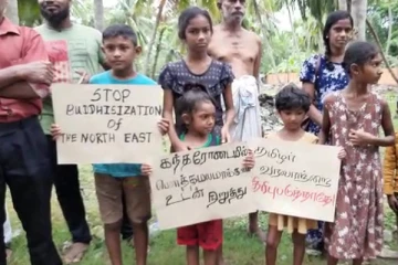 யாழ்.கந்தரோடையில் தனியார் காணியை கொள்வனவு செய்த பிக்கு! பொதுமக்கள் கவனயீர்ப்பு போராட்டம் (video)