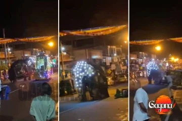 රුවන්වැල්ල පෙරහැරේ අලි කලබලයක් - මිනිස්සු බේරෙන්නේ නූලෙන් [VIDEO]