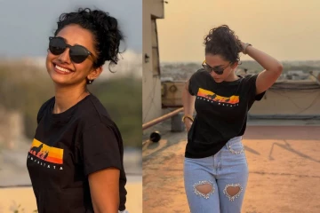 பேண்ட்டில் ஹார்ட்டின் ஷேப்..துரந்தர் 2 முறை பார்த்த நடிகை சான்வே மேகனாவின் புகைப்படங்கள்..