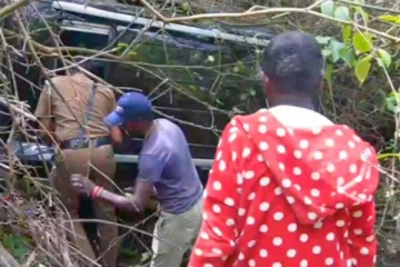 200 அடி பள்ளத்தில் கவிழ்ந்த ஜீப் வாகனம் ; ஐவர் படுகாயம்