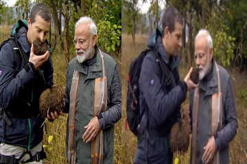 யானை சாணத்தை நுகர்ந்து பார்க்கும் பிரதமர் மோடி.., நகைச்சுவை செய்த பியர் கிரில்ஸ்