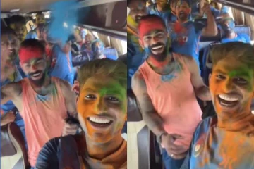 வண்ணங்களில் மூழ்கிய கோலி, ரோகித்….பஸ்ஸில் ஹோலி கொண்டாடிய இந்திய அணி: வீடியோ