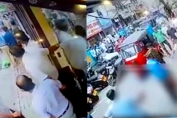 සවර්ණාභරණ සැලකදී තියුණු ආයුධයකින් පුද්ගලයෙකු කපා කොටා දමයි..(VIDEO)