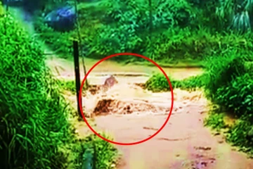 வெள்ளத்தினால் அடித்து செல்லப்பட்டுள்ள பாலம்: மாற்று வழியின்றி தவிக்கும் மக்கள்(Photo)