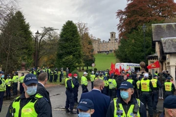 புலம்பெயர் தமிழர்கள் ஆர்ப்பாட்டம்;  கோட்டபாய  தங்கியுள்ள ஹோட்டலிற்கு  கடும் பொலிஸ் பாதுகாப்பு!