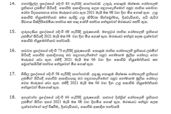 අද මෙරට දිනක් තුළ වැඩිම මරණ ගණන වාර්ථා වෙයි. 20 ත් ඉක්මවයි | Covid Ovid Death Death