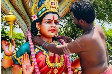யாழ்ப்பாணம் பண்ணையில் திடீரென தோன்றிய அம்மன் சிலை! (படங்கள்)