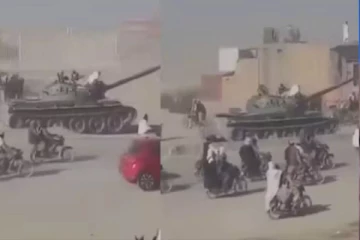 பாகிஸ்தானிடமிருந்து கைப்பற்றிய டாங்கிகளுடன் வலம்வரும் தாலிபான்கள் :வைரலாகும் காணொளி