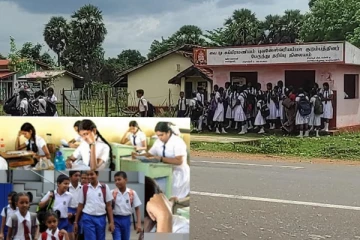 පාසල් ළමුන්ට රතු එළියක්.. සිසුන් පැය ගනන් මහපාරේ.. විභාගයත් ප්‍රමාද වෙයි..