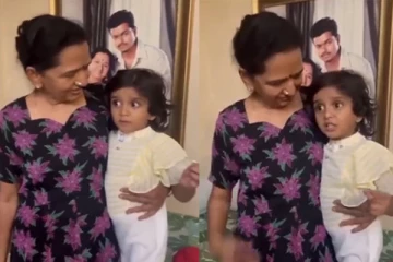 விஜய் அம்மாவிற்கு பாட்டு பாடி மயக்கிய சுட்டிக் குழந்தை.... வைரலாகும் வீடியோ காட்சி