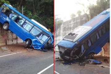 මෙරටදී ඇඟ හිරිවැටෙන බස් අනතුරක් - (VIDEO)