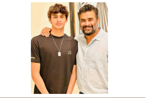 தந்தையையும் மிஞ்சிய மாதவனின் மகன்! இளம் ஹீரோக்களையும் ஓரம் கட்டி அடையாளம் தெரியாமல் மாறிய புகைப்படம் | Madhavan Son Pic Gone Viral