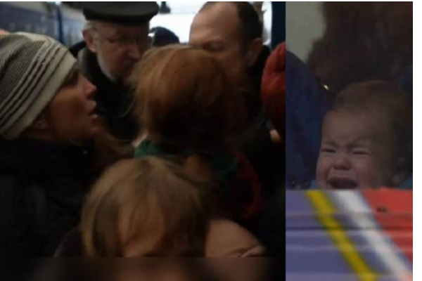 உக்ரைனை விட்டு ரயிலில் செல்ல முற்பட்ட தாய் மற்றும் குழந்தையின் பரிதாப நிலை: வைரலாகும் புகைப்படம் | Plight Of Mother And Child Trying By Train