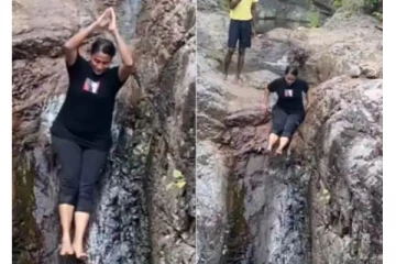 அருவியில் மேலே இருந்து குவித்து ரசிகர்களை ஷாக் ஆக்கிய நாயகி