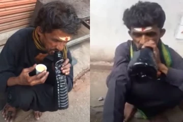 வடிவேல் பட பாணியில் வாழும் மனிதர் - 3 வேளையும் பைக் ஆயில் மட்டுமே உணவு