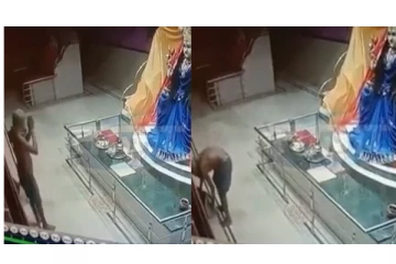 கடவுளை பயபக்தியோடு வணங்கிவிட்டு, உண்டியலை உடைத்து திருடிய திருடன் - வைரலாகும் வீடியோ