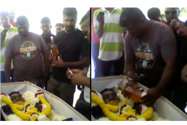 இறந்தவரின் உடலுக்கு சரக்கை வாயில் ஊற்றி இறுதிச் சடங்கு செய்த நண்பர்கள் - வைரல் வீடியோ - தமிழ்நாடு