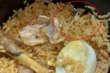 சிக்கன் பிரியாணியில் இரும்பு கம்பி.. அதிர்ச்சியில் வாடிக்கையாளர்கள் : வைரலாகும் புகைப்படம்