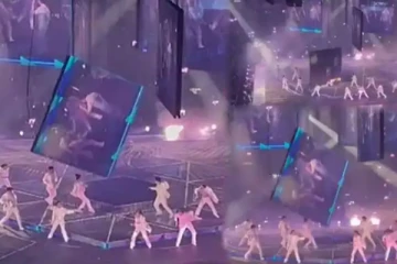 மேடையில் இளைஞர் நடனம்...மேலே விழுந்த திரை - அதிர்ச்சிக்குள்ளாக்கும் வீடியோ!