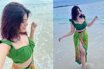 ஆத்மிகா நீச்சல் உடையில் கடற்கரையில் செம ஹாட் போஸ்