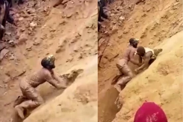 தங்கச் சுரங்கத்தில் சிக்கிய 9 தொழிலாளர்களை வெறும் கைகளால் காப்பாற்றிய மனிதன்! அசரவைக்கும் வீடியோ