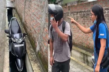 அட்ரஸ் கேட்க வந்து பெண்ணின் மார்பை தொட்ட இளைஞர்: இளம்பெண் புகட்டிய தக்க பாடம்! வைரலாகும் காட்சி