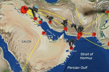 යුධ ගින්නෙන් ගල්ෆ් කලාපය කැළඹෙයි - දැවැන්ත ගුවන් ප්‍රහාර නිසා බහරේන්, අබුඩාබි, කුවේට්වල බරපතළ තත්ත්වයක්[UPDATE]