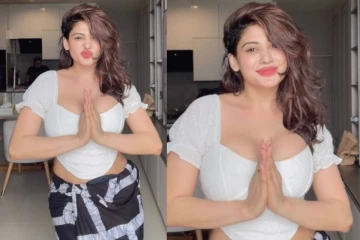 வேட்டியணிந்து புத்தாண்டு வாழ்த்து!! இலங்கை மாடல் நடிகை பியூமியின் புகைப்படங்கள்...