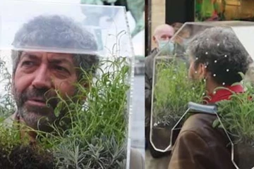 கண்ணாடி கூண்டினால் ஆன மாஸ்க்!  61 வயது முதியவர் செய்த ஆச்சரிய செயல்