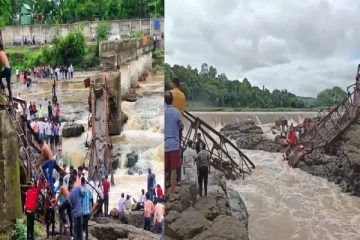 பிரபல சுற்றுலா தளத்தில் இடிந்து விழுந்த பாலம் -ஆற்றில் அடித்து செல்லப்பட்ட 25 சுற்றுலா பயணிகள்