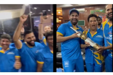 கையில் கோப்பையுடன் ஜாலியாக கொண்டாடிய சச்சின்... - வைரலாகும் வீடியோ