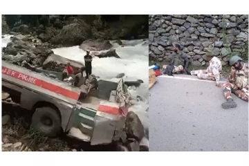 ஜம்மு - காஷ்மீர் அருகே ராணுவத்தினர் சென்ற பேருந்து ஆற்றில் கவிழ்ந்து பயங்கர விபத்து - 6 வீரர்கள் பலி