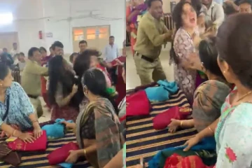 புடவை வாங்க சென்ற இடத்தில் அடித்துக் கொண்ட பெண்கள்; வைரலாகும் வீடியோ