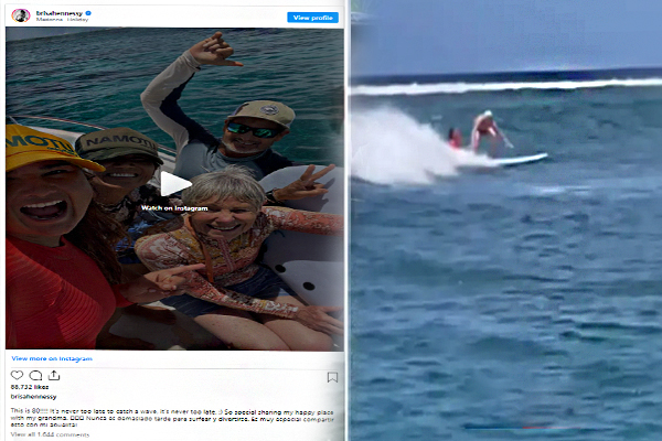 80 வயது மூதாட்டியின் சாகச சாதனை | Surfing In The Ocean 80 Year Old Woman S