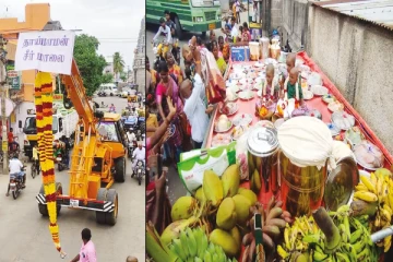 கிரேன் மூலம் 15 அடி உயர மாலையுடன் வந்த சீர்வரிசை - ஊரையே வாய் பிளக்கவைத்த தாய்மாமன்!