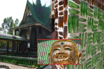 15 லட்சம் பீர் பாட்டில்களால் உருவாக்கப்பட்ட புத்தர் கோவில் - சுடுகாடு கூட பாட்டில்கள்தானாம்!