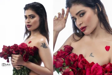 ரோஜா பூ மட்டும் தான் மேலாடை.. எல்லைமீறிய கிளாமரில் தர்ஷா குப்தா