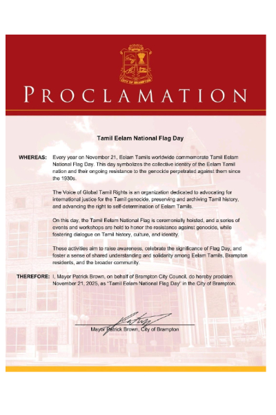 கனடாவில் தமிழீழத் தேசியக்கொடி அங்கீகாரம்! நாளை கொடியேற்றம் | Tamil Eelam National Flag Recognized In Canada