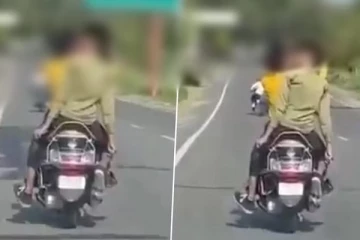 ஸ்கூட்டர் ஓட்டிய படி லிப்லாக் கிஸ் - முகம் சுழிக்க வைக்கும் சிறுவர்களின் செயல்..!