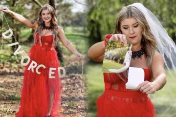 திருமண ஆடையை தீயிட்டு எரித்து விவாகரத்தை கொண்டாடிய பெண்: வைரலாகும் புகைப்படம்