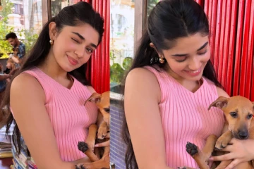 நாயுடன் கியூட் போஸ் கொடுத்த க்ரித்தி ஷெட்டி