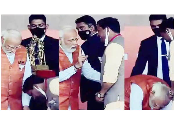 ‘என் காலில் விழக்கூடாதுப்பா...’ - சட்டென்று நிர்வாகி காலில் விழுந்து வணங்கிய பிரதமர் மோடி - நெகிழ்ச்சி வீடியோ வைரல் - தமிழ்நாடு