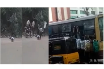 பேருந்தின் படிக்கட்டில் தொங்கி சென்ற மாணவன்... - ஒரு நொடியில் நடந்த விபரீதம்...!