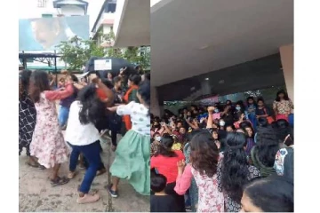 திரையரங்கு முன்பு குத்தாட்டம் போட்ட குடும்ப பெண்கள் - வைரலாகும் வீடியோ..!