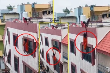 அந்தரத்தில் தொங்கும் பெண்ணை காப்பாற்ற முயலும் கணவர் - இறுதியில் நேர்ந்த சோகம்