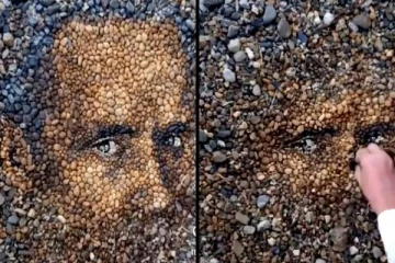 கரையோர கற்களை வைத்து அறுமையான சிற்பம்.. அதில் இருக்கும் நபர் யார் தெரியுமா? பிரமிக்க வைக்கும் காட்சி